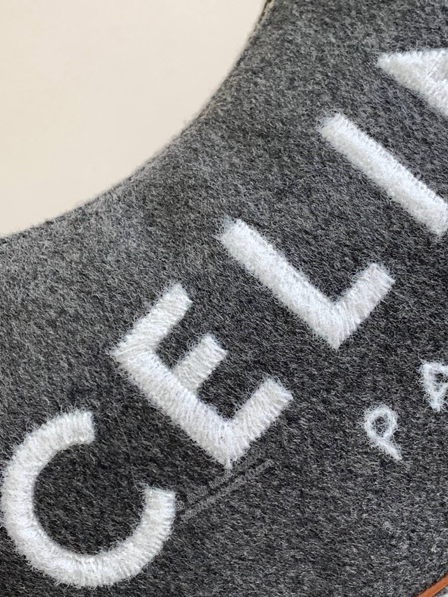 Celine專櫃2023新款毛昵AVA刺繡牛皮革手袋 賽琳AVA腋下包肩背手提女包 sldj2449